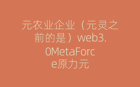 元农业企业（元灵之前的是）web3.0MetaForce原力元